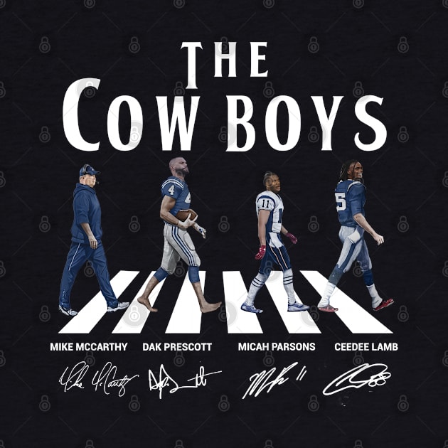 Cowboys Walking Abbey Road Signatures Football by Emilied